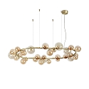 Luminaire à suspension PERLAGE 30 flammes G9 IP20, ambre, laiton satiné gradable