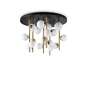 Luminaire de plafond PERLAGE 18 flammes G9 IP20, blanche, laiton satiné gradable