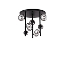 Luminaire de plafond PERLAGE 9 flammes G9 IP20, couleurs fumée, noir mat gradable