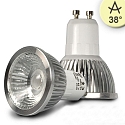 LED spot COB, GU10, 5.5W 2700K 330lm 964cd 38�, dimmable, brushed aluminium / clear
