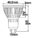 ISOLED LED spot COB, GU10, 5.5W 2700K 330lm 964cd 38�, dimmable, brushed aluminium / clear