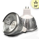 Pin based LED spot MR16 COB, 12V AC / DC, GU5.3, 5.5W 2700K 330lm 38�, dimmable