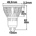 ISOLED LED spot GLASS-COB, GU10, 6W 2700K 460lm 405cd 70�, dimmable, silver / clear, structured
