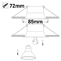ISOLED recessed mounting frame for GU10 / MR16, set back, IP54, round, Ø 8.5cm, with glass lens, excl. lamps, white