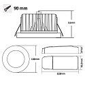 ISOLED Round aluminium cover for recessed spot Sys-90, set back, black