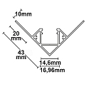 ISOLED LED tile profile, inside corner, anodized aluminium, 200cm