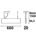 ISOLED Lampe suspendue Linear Up+Down 600 haut bas IP40, noir 