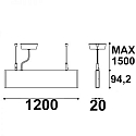 ISOLED LED hanging lamp Linear Up+Down 1200, IP40, prismatic, linear connectable, 40W 3000K 2550+750lm 2x120�, black