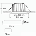 Recessed outdoor LED spot Sys-68, IP65, fixed optics, CRi >95, push-/ DALI-dimmable, 10W 3000K 800lm 60°