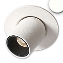 Recessed LED luminaire PIPE MiniAMP, IP40, � 5.2cm, 24V DC, rotatable and swivelling, dimmable, 3W 4000K 250lm 50�, white