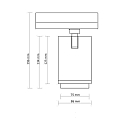 ISOLED Projecteur triphas� 42W - 20�-70� ON-OFF commutable, focalisable, pivotant � la cardan IP20, noir mat 