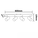 Rampe de projecteurs 4 flammes, rotatif, inclinable GU10 IP20, nickel gradable