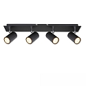 Rampe de projecteurs 4 flammes, rotatif, inclinable GU10 IP20, noir  gradable