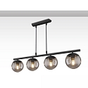 Luminaire � suspension SMOKY GLASS 4 flammes, rond E27 IP20, noir  gradable