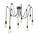 Luminaire � suspension SPIDER 1 8 flammes, rond, sans abat-jour E27 IP20, noir  gradable