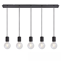 Luminaire � suspension E27 SURFACE 5 flammes, langue, avec rosette E27 IP20, noir mat gradable