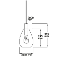 ISOLED Luminaire � suspension INFINITY SMOKY GLASS avec c�ble ouvert, 2 p�les E27 IP20, noir gradable