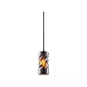 Luminaire � suspension INFINITY SMOKY CURLED GLASS cylindrique, avec c�ble ouvert, 2 p�les E27 IP20, noir gradable