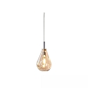 Luminaire � suspension INFINITY AMBER GLASS avec c�ble ouvert, 2 p�les E14 IP20, chrome, scintillant gradable