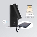 ISOLED Lampe de lecture LED USB A+C 3-STEP avec interrupteur, r�glable, avec fonction de charge USB IP42, noir gradable