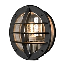 Wall luminaire ODEN, with integrated power plug, E27 max. 60W, clear acrylic glass / black aluminium