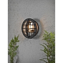 Wall luminaire ODEN, with integrated power plug, E27 max. 60W, clear acrylic glass / black aluminium