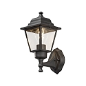Wall luminaire, 1-flame UP, SMALL, IP23, E27 max. 60W, E27 max. 60W, black aluminium / clear glass