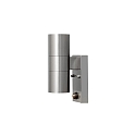 Outdoor wall luminaire MODENA UP/DOWN with motion detector, 2x GU10 max. 35W, stainless steel 304 / clear glass