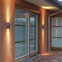 Outdoor wall luminaire MODENA, with double cone of light, 2x GU10 max. 35W, stainless steel 304 / clear glass