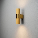 Konstsmide outdoor wall luminaire TEMI up / down, cylindrical GU10 IP54, gold dimmable