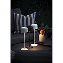 battery table lamp LILLE with USB connection, with touch dimmer IP54, sand coloured dimmable