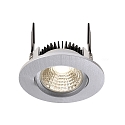 Recessed LED ceiling luminaire COB-68-350mA-ROUND, current constant, 6W, 4000K, 45�, brushed silver