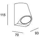 LEDS C4 wall luminaire EKO SINGLE EMISSION INCLINED LED 1 flame, rigid, inclined IP66, black dimmable