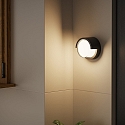 LEDS C4 Luminaire mural d’extérieur CREU rond IP65, opale, noir