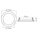 Downlight encastrable LED PANEL FLAT 170 R SCCT MP rond, CCT Switch, commutable, multipower IP44, blanche 