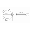 Downlight encastrable LED PANEL FLAT 175 R 350MA IP44 rond, bloc d'alimentation exclusif IP44, blanche gradable
