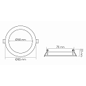 Downlight encastrable LED PANEL FLAT 50 R 350MA IP44 rond, bloc d'alimentation exclusif IP44, blanche gradable