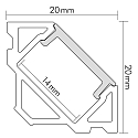 nobil� Aluminum Corner Profile 3 OP, 200cm, for LED Strips up to 1.4cm width