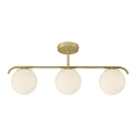 Nordlux Luminaire à suspension GRANT 3 flammes E14 IP20, scintillant, laiton, blanc opale 