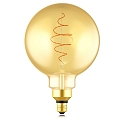 LED Filament light bulb SPIRAL DECO Globe, E27, 8,5W, 2000K, 600lm, glass gold, dimmable