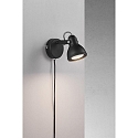 Nordlux Luminaire mural ASLAK � 1 flamme, avec interrupteur, r�glable GU10 IP20, mat, noir profond 
