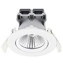 Nordlux LED Recessed Downlight FREMONT IP23, Ø 8.5cm, 5.5W 2700K 345lm 36°, swiveling 12°, white