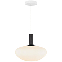 Nordlux Pendant luminaire ALTON 35, E27, canopy black, glass opal white, cable white