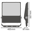 Ledvance floodlight FL PFM DA SYM R30 290W 3000K BK DALI controllable, symmetrical IP66, black