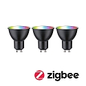 Paulmann Ampoule LED Smart WIFI RGBW lot de 3, contr�lable par ZigBee GU10 4,8W 350lm 2200-6500K 38� CRI 80-89 gradable