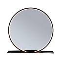 Miroir avec �clairage MIRO � 50CM rond, avec carde, Tunable White, avec tablette IP44, noir mat 