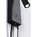 Paulmann Lampe de lecture HULDA LED avec connexion USB IP20, noir gradable
