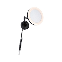 Paulmann mirror with lighting MASUA IP44 - 3X ZOOM 3-fold, round, with flex arm, CCT Switch, tiltable IP44 / IP20, black matt 