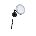 Paulmann mirror with lighting MASUA IP44 - 3X ZOOM 3-fold, round, with flex arm, CCT Switch, tiltable IP44 / IP20, black matt 