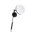Paulmann mirror with lighting MASUA IP44 - 3X ZOOM 3-fold, round, with flex arm, CCT Switch, tiltable IP44 / IP20, black matt 